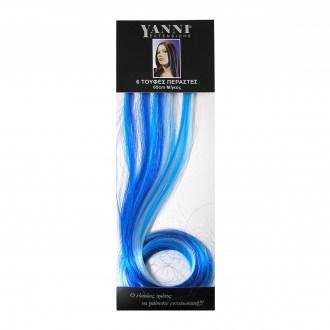 ΣΕΤ 6 Τούφες Περαστές Συνθετικές Μπλε - Σιέλ 65cm - 21515