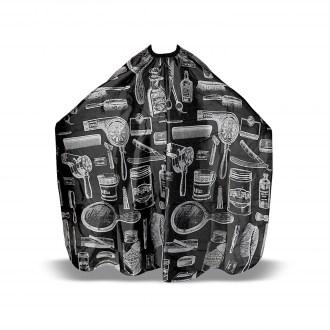 Μπέρτα κουρέματος μαύρη με σχέδιο 150cm - 16055-3