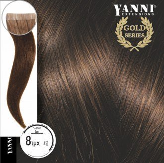 Τρέσα Φυσική Τρίχα Αυτοκόλλητη Gold Series Νο 4.0 Καστανό-50cm - 21104-4