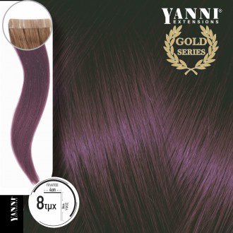 Τρέσα Φυσική Τρίχα Αυτοκόλλητη Σετ 8 Τεμαχίων Μπορντώ - 50cm - 21108-BO