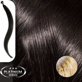 Micro Ring Loop Hair Extensions Φυσική Τρίχα Platinum No 1.0 Μαύρο-50cm 21120-1