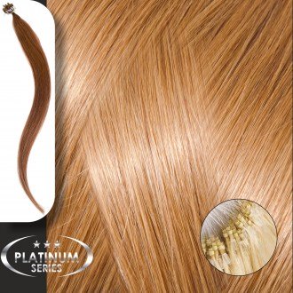 Micro Ring Loop Hair Extensions Φυσική Τρίχα Platinum No 8.0 Ξανθό Ανοιχτό-50cm 21120-8