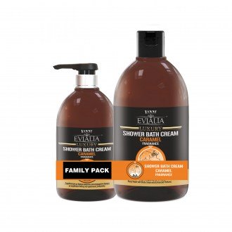 family pack-Evialia Shower Bath Cream καραμελα με κρέμα σώματος-1lt + 500ml 24037-3