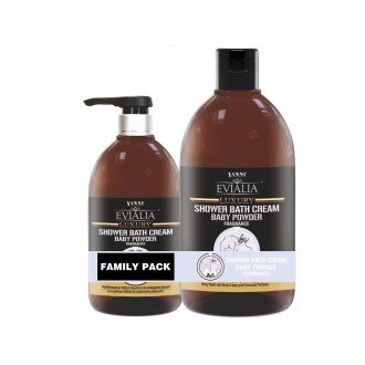 family pack-Evialia Shower Bath Cream baby powder με κρέμα σώματος-1lt + 500ml 24037-6