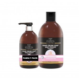 family pack - Evialia Hand Cream Soap baby powder με κρέμα - 1lt + 500ml 24038-6
